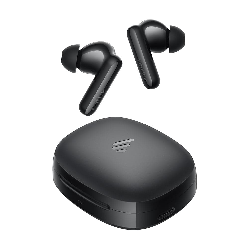 黒いEDIFIER X2 Proの完全ワイヤレスイヤホンと充電ケース