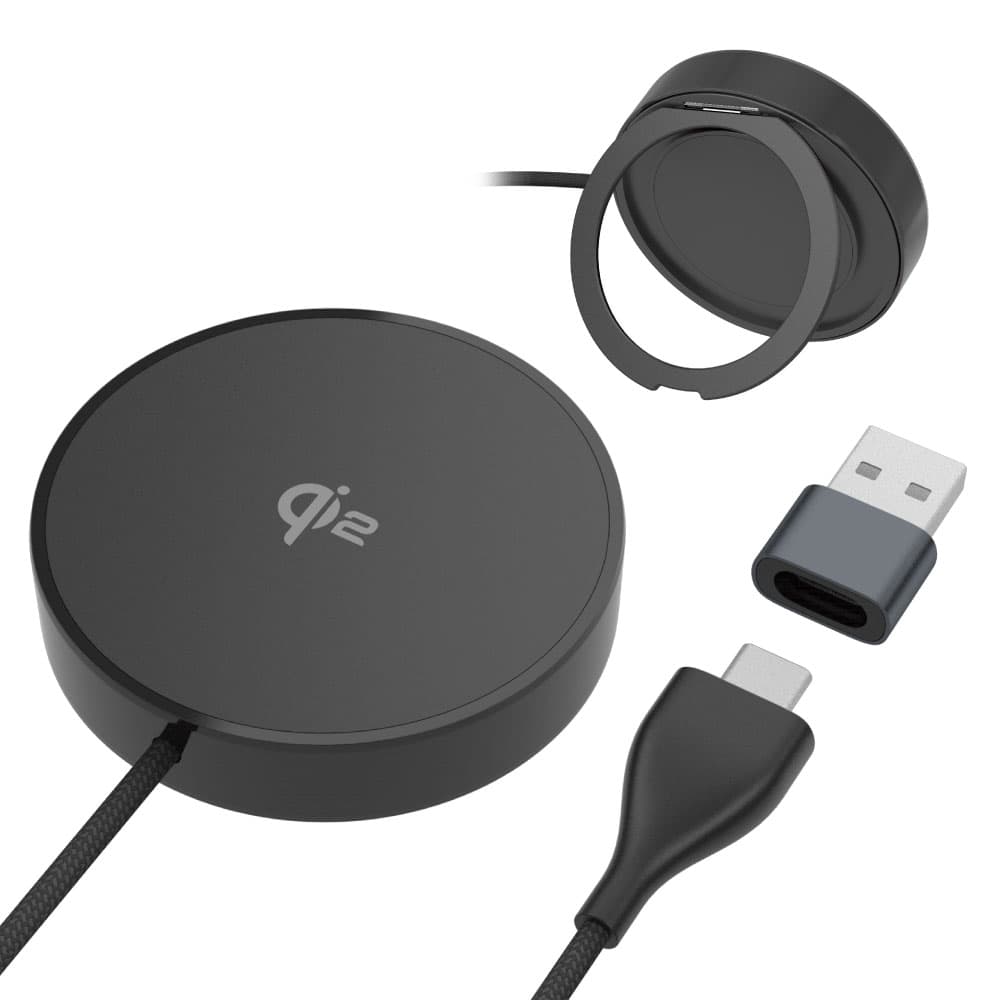 黒いtama's PR-WC64のQi2ワイヤレス充電器