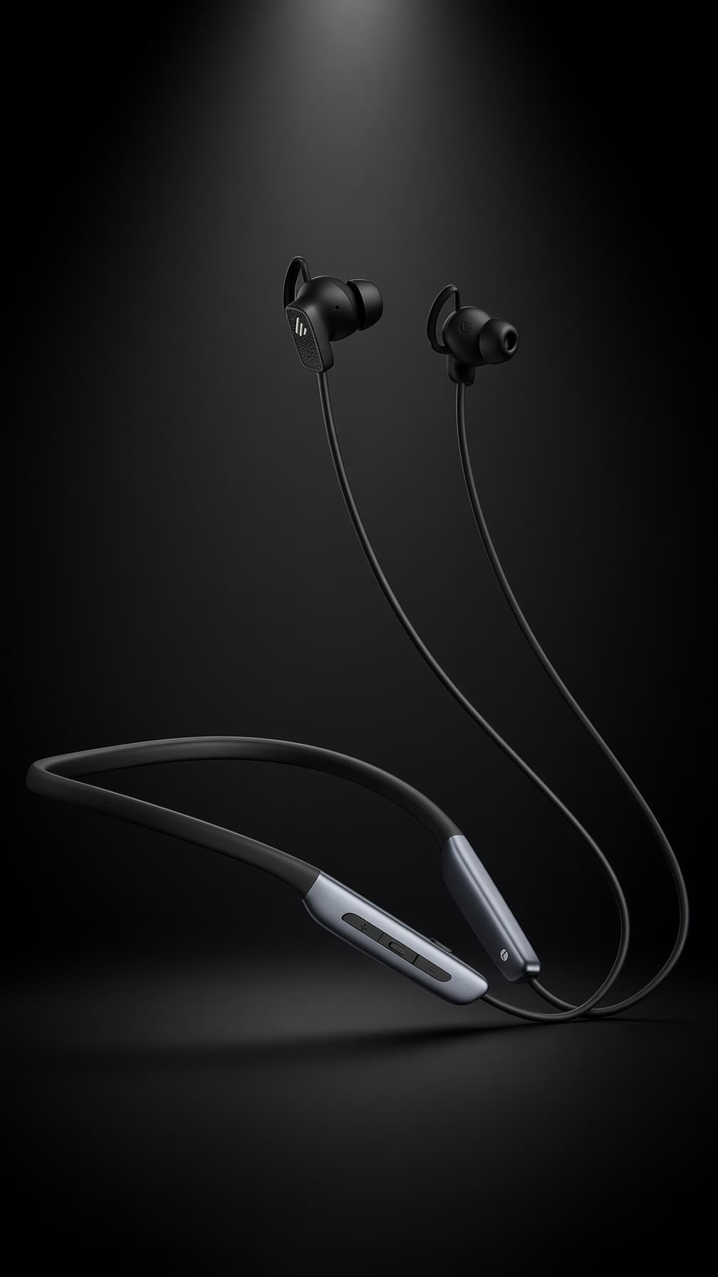 黒いEDIFIER W280NB Proのネックバンド型ワイヤレスイヤホン