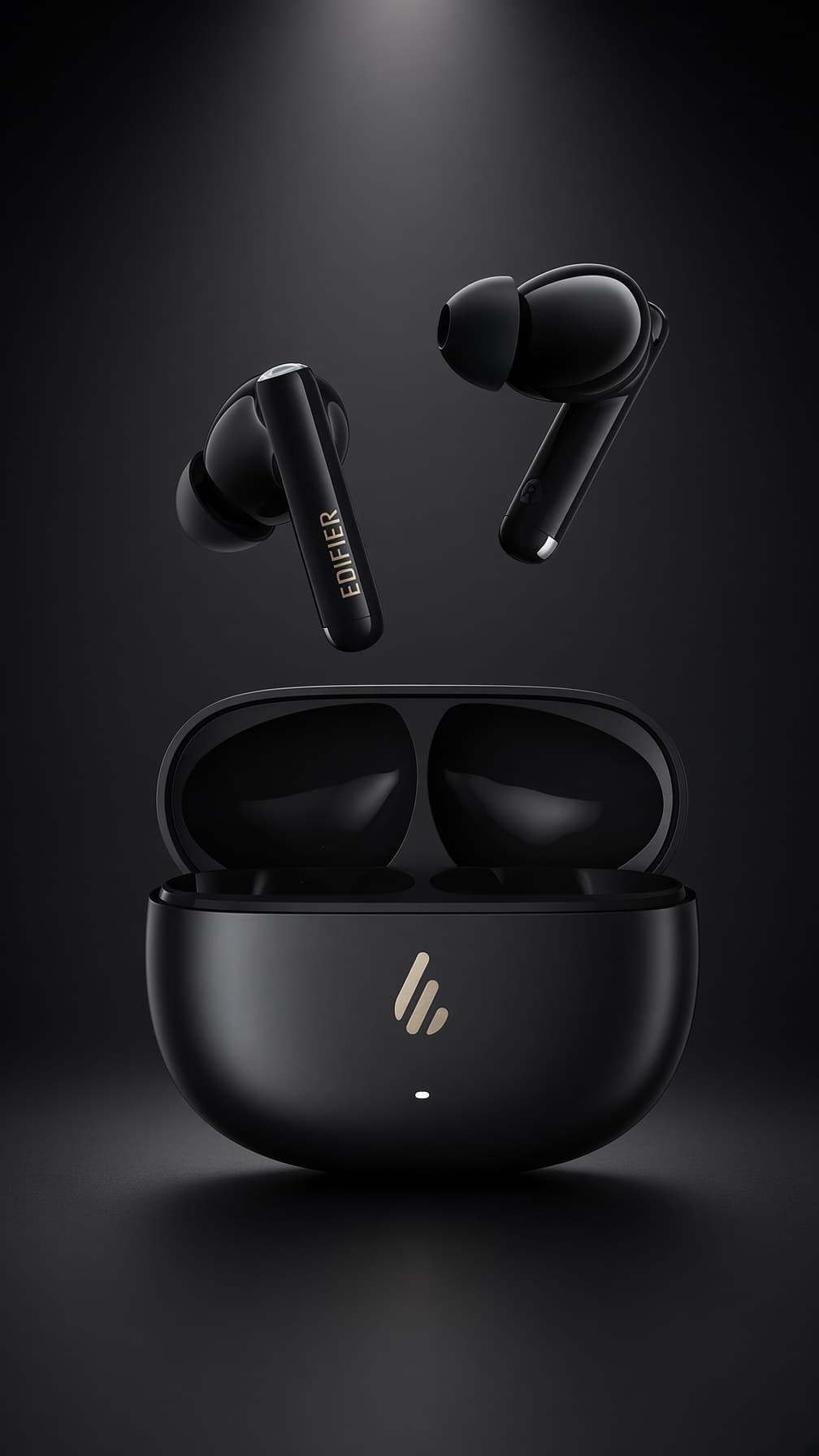 블랙 EDIFIER X5 Pro Gen2 완전 무선 이어폰과 충전 케이스